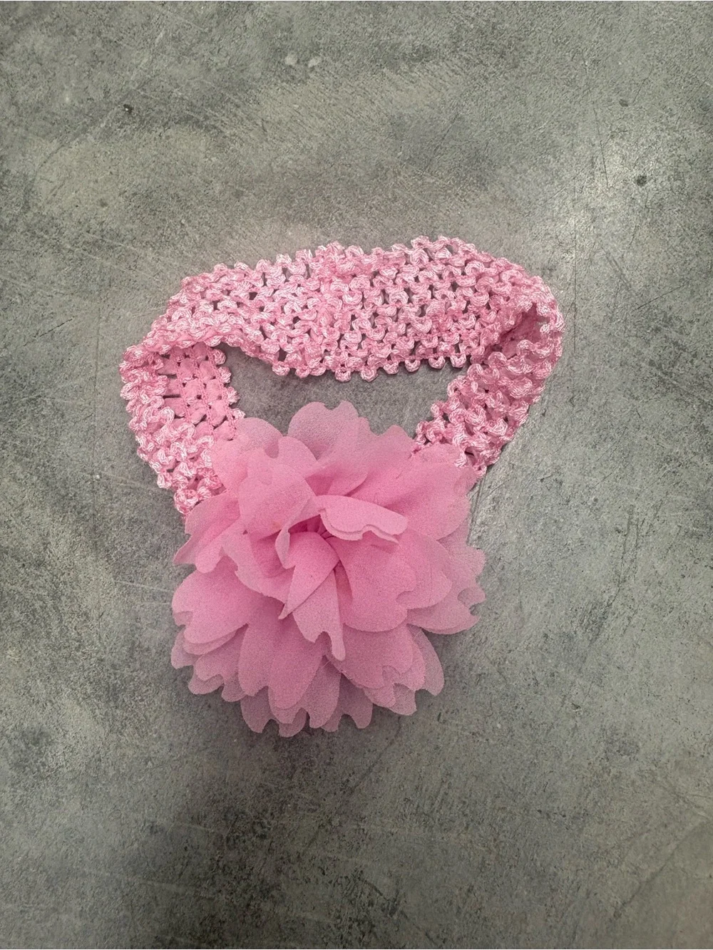 Pink Stretch Fabric Baby Girls Headband w/ Flower Accent, Solid, One Size